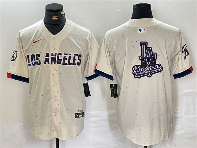 Men's Los Angeles Dodgers Team Big Logo Cream Stitched Baseball Jersey Men's Los Angeles Dodgers Team Big Logo Cream Stitched Baseball Jersey
